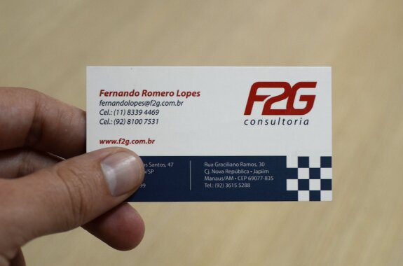 Criação de cartão de visitas para a F2G, empresa de consultoria em produtividade e gestão