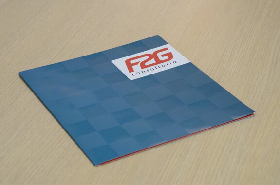 Criação de folder para a F2G, empresa de consultoria em produtividade e gestão
