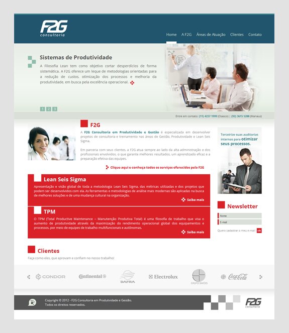 Criação de site para a F2G, empresa de consultoria em produtividade e gestão