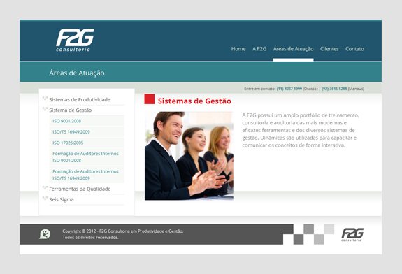 Criação de site para a F2G, empresa de consultoria em produtividade e gestão