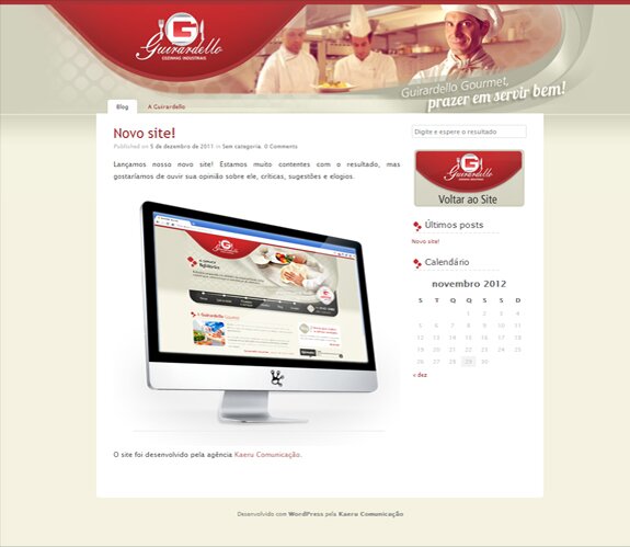 Criação de site para a Guirardello Gourmet, empresa que prepara refeições para empresas, obras ou eventos