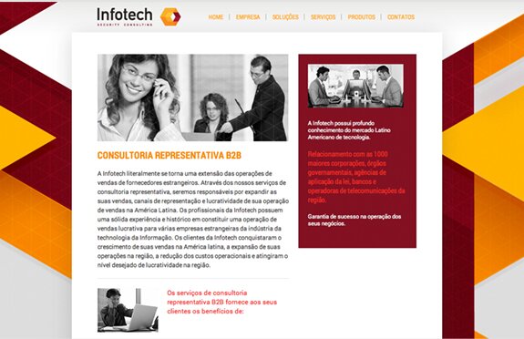 criação do site da Infotech, empresa de segurança da informação e forense computacional